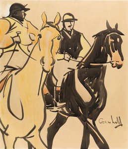 Two Gentleman Riders (gouassi laivalla) kiillotusaine autorstwa Joseph Crawhall
