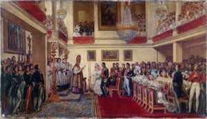 Małżeństwo króla Leopolda I z księżniczką Orleanu w latach 1833-1837 (olej) autorstwa Joseph Desire Court