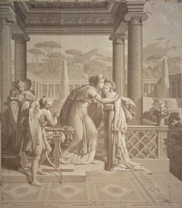 Projekt tapety z Kupidynem i Psyche, 1815 autorstwa Joseph Dufour