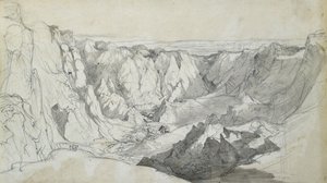 Kopalnia cyny Carclase w Kornwalii, ok. 1810 r. (ołówek z efektem rozmycia na papierze) autorstwa Joseph Farington