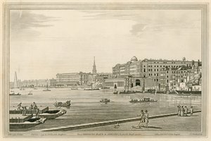 Widok na Somerset Place, Adelphi itp. z Ogrodu Świątynnego autorstwa Joseph Farington