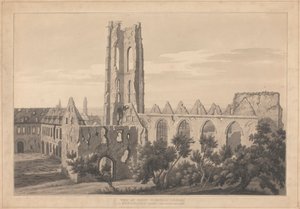 Widok kościoła św. Mikołaja w Valenciennes po oblężeniu autorstwa Joseph Farington
