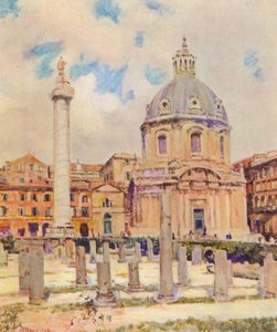 Rzym: Forum Trajana (kolorowa litografia)