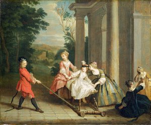 Dzieci bawiące się z koniem hobby, ok. 1741-47