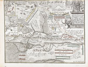Mapa bitwy pod Połtawą 27 czerwca 1709 r. autorstwa Joseph Friedrich Leopold
