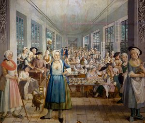 Fábrica têxtil Wetter Brothers em Orange, Provence em 1764, departamento de impressão de tecidos, por Joseph Maria Gabriel Rossetti, Francepolonês