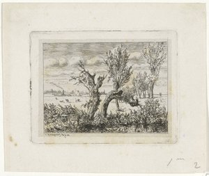 Krajobraz z wierzbami głuchymi Krajobraz w Oosterbeek autorstwa Joseph Hartogensis