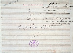 Pierwsza strona partytury menueta w Armida J. Haydna (1821) autorstwa Joseph Haydn