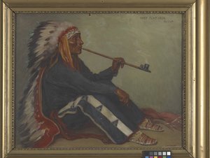 Wódz Flat Iron, Sioux (olej na płótnie) autorstwa Joseph Henry Sharp