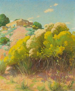 Taos Studio (olej na płótnie) autorstwa Joseph Henry Sharp