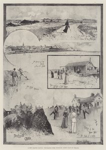 Nowe pole golfowe, rysunki ołówkiem z Portrush, północne wybrzeże Irlandii autorstwa Joseph Holland Tringham