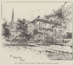 Pałac biskupi w Derry, w którym przebywał lord Salisbury autorstwa Joseph Holland Tringham