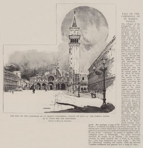 Upadek dzwonnicy katedry św. Marka w Wenecji, 14 lipca, słynna wieża, która stała przez dziesięć wieków autorstwa Joseph Holland Tringham