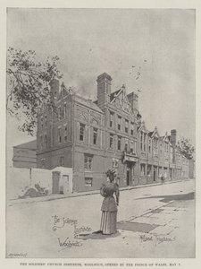 Instytut Kościoła Żołnierzy, Woolwich, otwarty przez księcia Walii, 7 maja autorstwa Joseph Holland Tringham