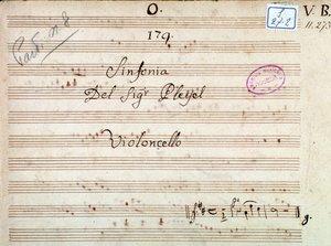 Pierwsza strona partytury Symfonii D-dur Pleyela autorstwa Joseph Ignace Pleyel