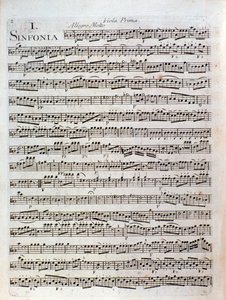 Strona partytury muzycznej Symfonii ut-dur Pleyela autorstwa Joseph Ignace Pleyel