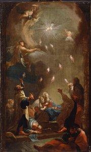 Zejście Ducha Świętego (Pięćdziesiątnica), Olej na płótnie autorstwa Józefa Ignaza Mildorfera (1719-1775), ok. 1750 - (Zstąpienie Ducha Świętego (Pięćdziesiątnica), Olej na płótnie J.I. Mildorfera, ok. 1750) - Magyar Galeria Nemzeti (Węgry) autorstwa Joseph Ignaz Mildorfer