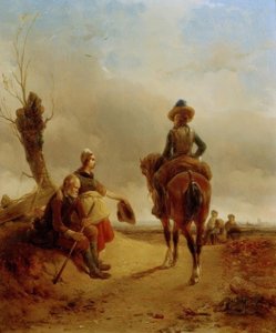 Krajobraz z barokową sceną jeździecką autorstwa Joseph Jodocus Moerenhout
