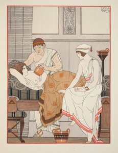 Przykładanie ssania do piersi, ilustracja z „Dzieła Hipokratesa”, 1934 autorstwa Joseph Kuhn Regnier
