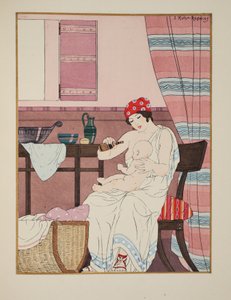 Pielęgnowanie niemowląt, ilustracja z „Dzieła Hipokratesa”, 1934 autorstwa Joseph Kuhn Regnier