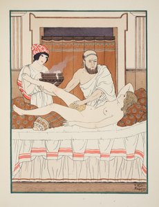 Kąpiel gąbkowa, ilustracja z „Dzieła Hipokratesa”, 1934