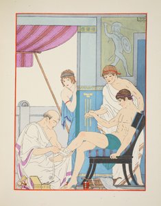 Ranny żołnierz, ilustracja z „Dzieła Hipokratesa”, 1934 autorstwa Joseph Kuhn Regnier