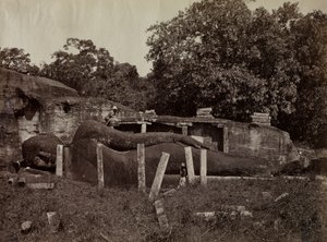 Paranirvana a Budda, Gall Vihara, Polonnaruwa, Cejlon, 1870-1871. autorstwa Joseph Lawton
