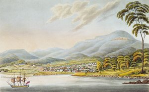 Widok miasta Hobart, 1824 autorstwa Joseph Lycett