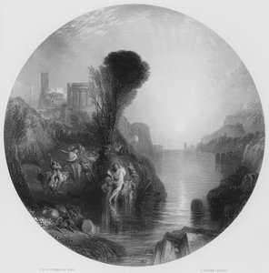 Bachus i Ariandne, ze zdjęcia w Galerii Narodowej (rycina) autorstwa Joseph Mallord William (after) Turner