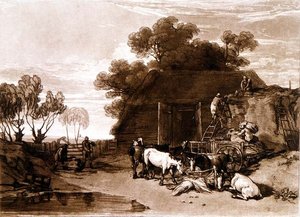 F.7.I The Straw Yard, z „Liber Studiorum”, grawerowane przez Charlesa Turnera autorstwa Joseph Mallord William (after) Turner