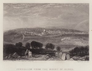 Jerozolima z Góry Oliwnej (kolor lito) autorstwa Joseph Mallord William (after) Turner