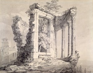 Świątynia Sybilli, Tivoli (ołówek i akwarela na papierze) autorstwa Joseph Mallord William (attr.to) Turner
