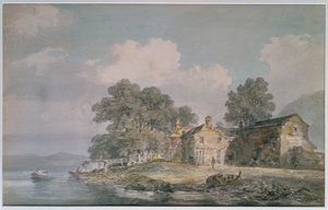 Gospodarstwo wiejskie nad jeziorem na Pojezierzu, ok. 1797 r. autorstwa Joseph Mallord William Turner