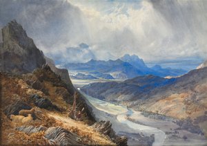 Widok z Moel Cynwich: Patrząc na dolinę Afon Mawddach i w kierunku Cader Idris 1850. autorstwa Joseph Mallord William Turner