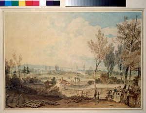Widok Oksfordu od strony południowej Headington Hill, 1803-04 (wc nad grafitem, z kilkoma wydrapaniami)