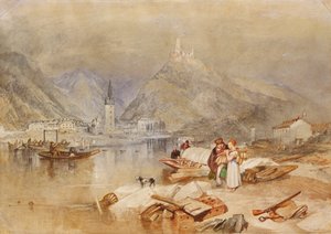 Berncastel nad Mozelą z ruinami Landshut, ok.1834 autorstwa Joseph Mallord William Turner