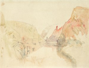 Zamek Traben-Trarbach nad Mozelą, ok. 1844 (ołówek i akwarela na papierze) autorstwa Joseph Mallord William Turner
