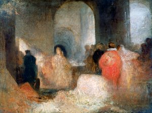 Kolacja w Wielkiej Sali z Postaciami w Kostiumach, c1830-1835 autorstwa Joseph Mallord William Turner