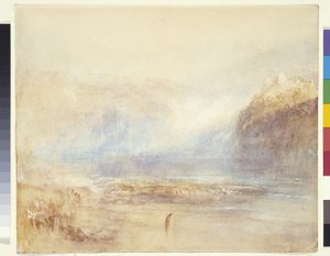 Falls Of The Rhine At Schaffhausen - Distant View (akwarela, pióro i czerwony tusz na szarym praniu na białym papierze) autorstwa Joseph Mallord William Turner