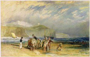 Port i wybrzeże Folkestone do Devon, ok. 1830 (toaleta i gwasz na papierze) autorstwa Joseph Mallord William Turner