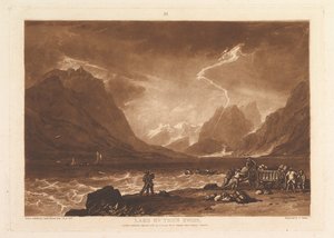 Jezioro Thun, Swiss Liber Studiorum, cz. III, tablica 15, 10 czerwca 1808 r. autorstwa Joseph Mallord William Turner