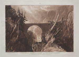 Liber Studiorum: Most Diabła przez Russ, nad Altdorft, Swiss autorstwa Joseph Mallord William Turner