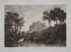 Liber Studiorum: Zamek nad łąkami autorstwa Joseph Mallord William Turner