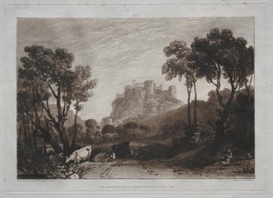 Liber Studiorum: Zamek nad łąkami. autorstwa Joseph Mallord William Turner