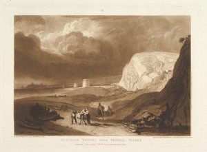 Martello Towers koło Bexhill, Sussex Liber Studiorum, część VII, płyta 34, czerwiec 1811. autorstwa Joseph Mallord William Turner