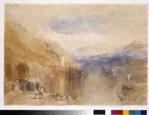 Oberhofen, Lake Thun (aquarela sobre papel branco) polonês autorstwa Joseph Mallord William Turner