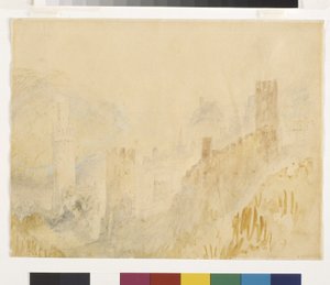 Oberwesel nad Renem (akwarela na ołówku na białym papierze) autorstwa Joseph Mallord William Turner