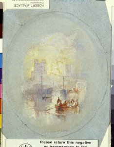 Orford Haven (gwasz wzmocniony piórem i tuszem na niebieskim papierze) autorstwa Joseph Mallord William Turner