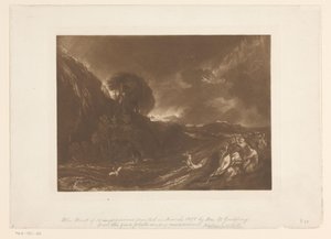 Burzowy krajobraz z powodzią i tonącymi ludźmi Potop Studia krajobrazowe (tytuł serii) Liber Studiorum (tytuł serii) autorstwa Joseph Mallord William Turner