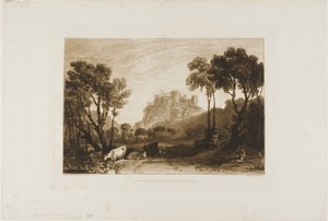Zamek nad łąkami, tablica 8 z Liber Studiorum autorstwa Joseph Mallord William Turner